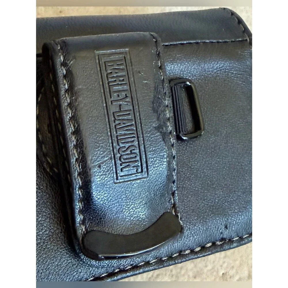 Harley-Davidson Flame Leather Wallet Biker Moto Logo Black Magnetic Unisex